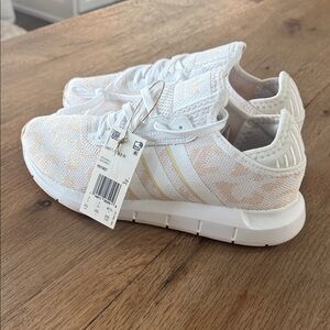 Adidas Women's White and Tan Leopard Sneakers